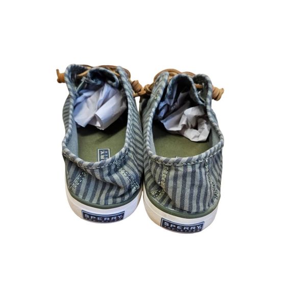 Olive Green Striped Sperry Topsiders size 9 - Picture 6 of 8